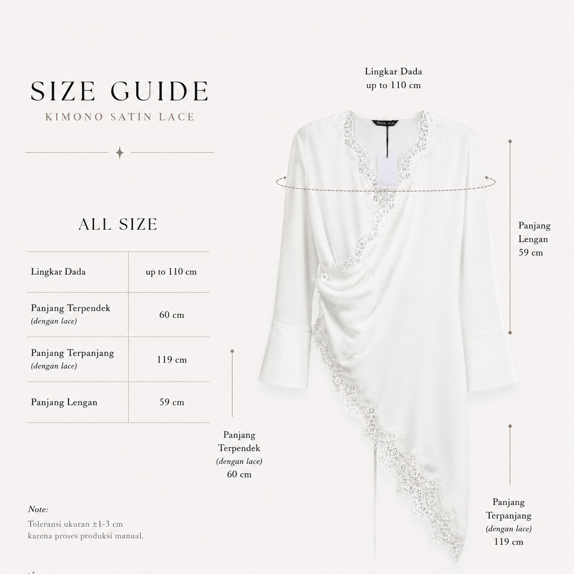 Size chart for Kalea Blanche